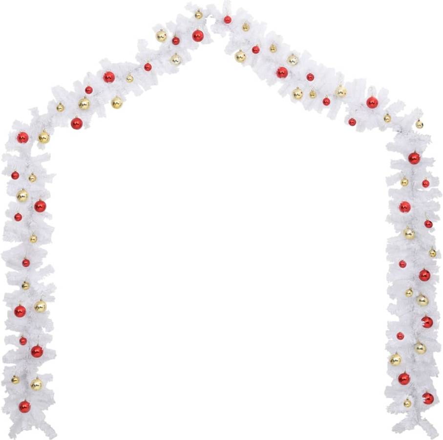 Adorno de Navidad VIDAXL Corona decorada con Adornos (PVC - Blanco)