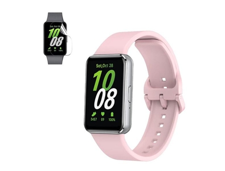 Kit de pulsera SmoothSilicone con hebilla + película de hidrogel PHONECARE para Samsung Galaxy Fit3 - Rosa