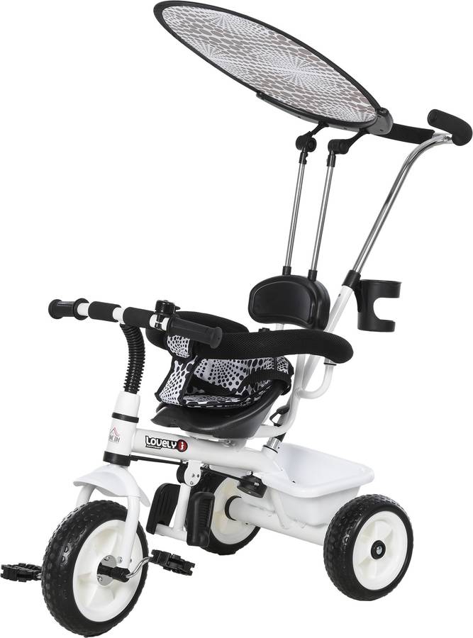 Triciclo Homcom Blanco 103 47 101 cm para bebé 103x47x101 hierro y tela niños 101cm