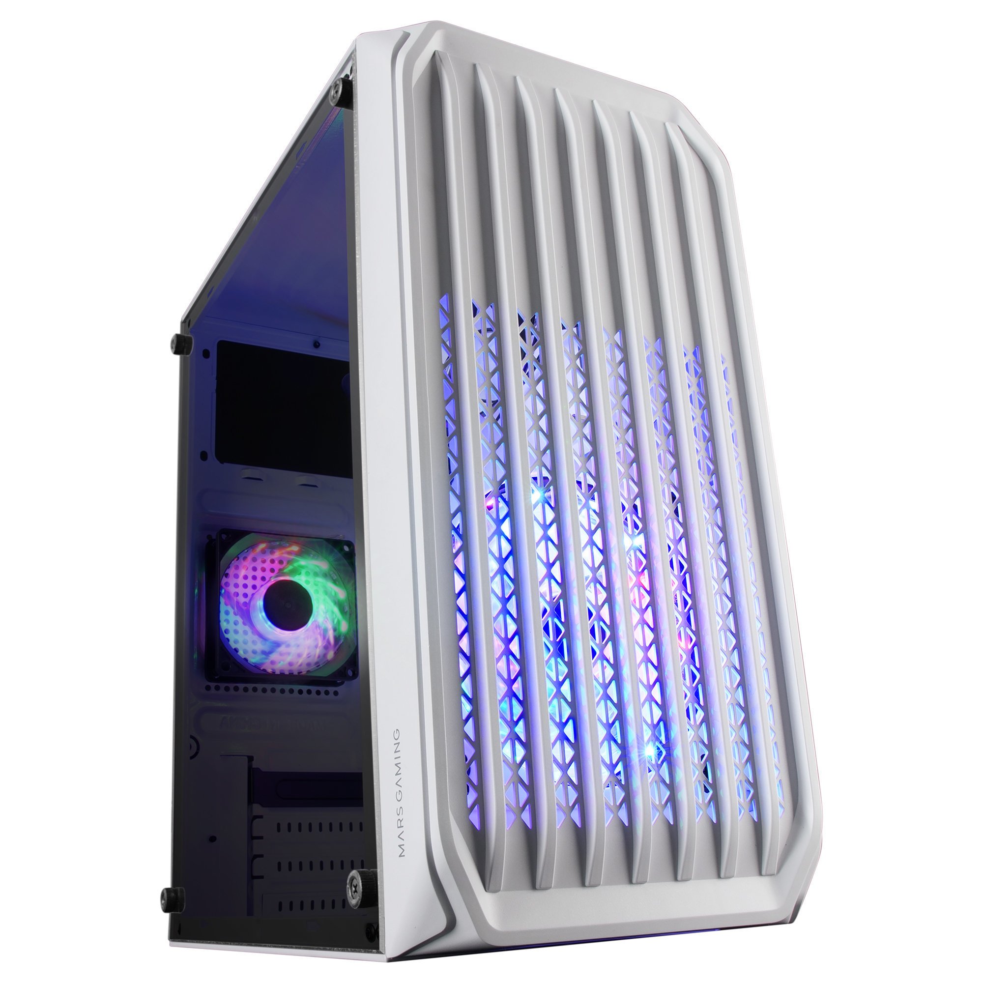 Caja Pc Gaming Atx Micro Box 2 Ventiladores Frgb Ventana Lateral MARS GAMING Mc-S2 Blanco