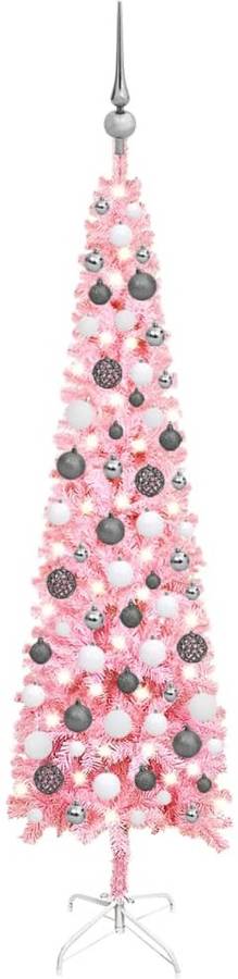 Set De Árbol navidad estrecho con led y rosa 120 cm vidaxl luces 120x38