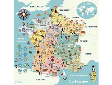 Jogo de Mesa VILAC Magnetic Map Of France Ingela P. Arrhenius (4 Anos)