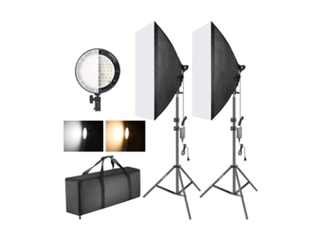 Kit de Iluminación de Estúdio ANDOER 2 Softboxes Estúdio 45W Led Bicolor 2700K 5500K