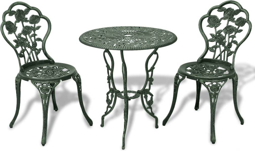 Conjunto duas Sillas y una mesa de Exterior VIDAXL Aluminio fundido verde