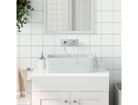 MAISON EXCLUSIVE Lavabo sobre encimera rectangular cerámica blanco 46x35,5x13 cm