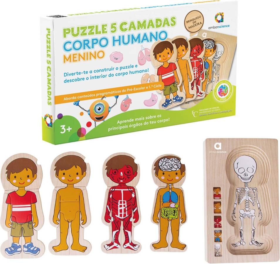 Puzzle 2D AMBARSCIENCE Cuerpo Humano Niño (Edad Minima: 3 años)