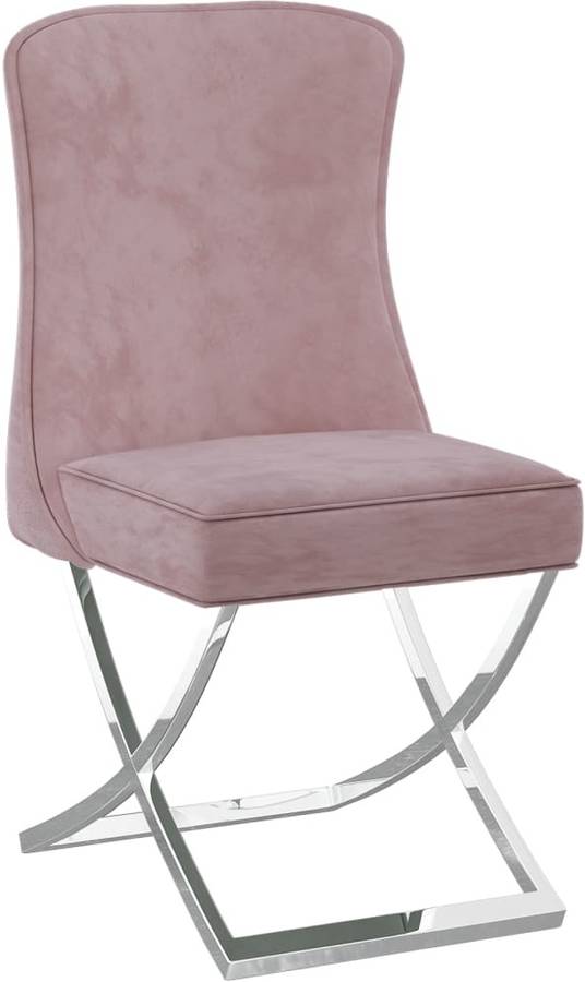 Conjunto 2 Sillas de Comedor VIDAXL (Rosa - Terciopelo - 53 x 52 x 98 cm)