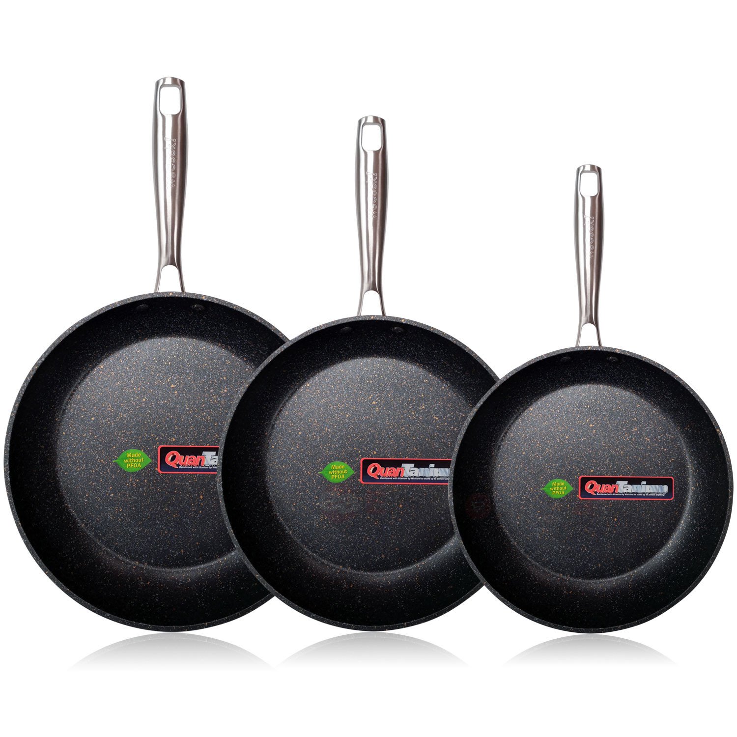 Juego de Sartenes WECOOK (18.-20-24 cm - Aluminio Forjado - Negro)