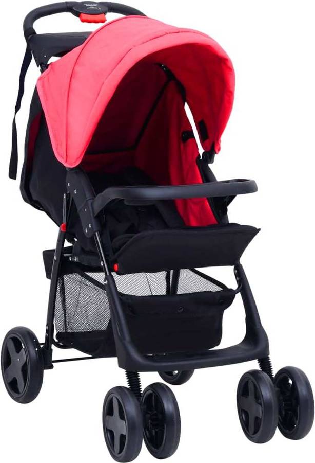 Carrito de Bebé Duo VIDAXL 2 en 1 de Acero Rojo y Negro