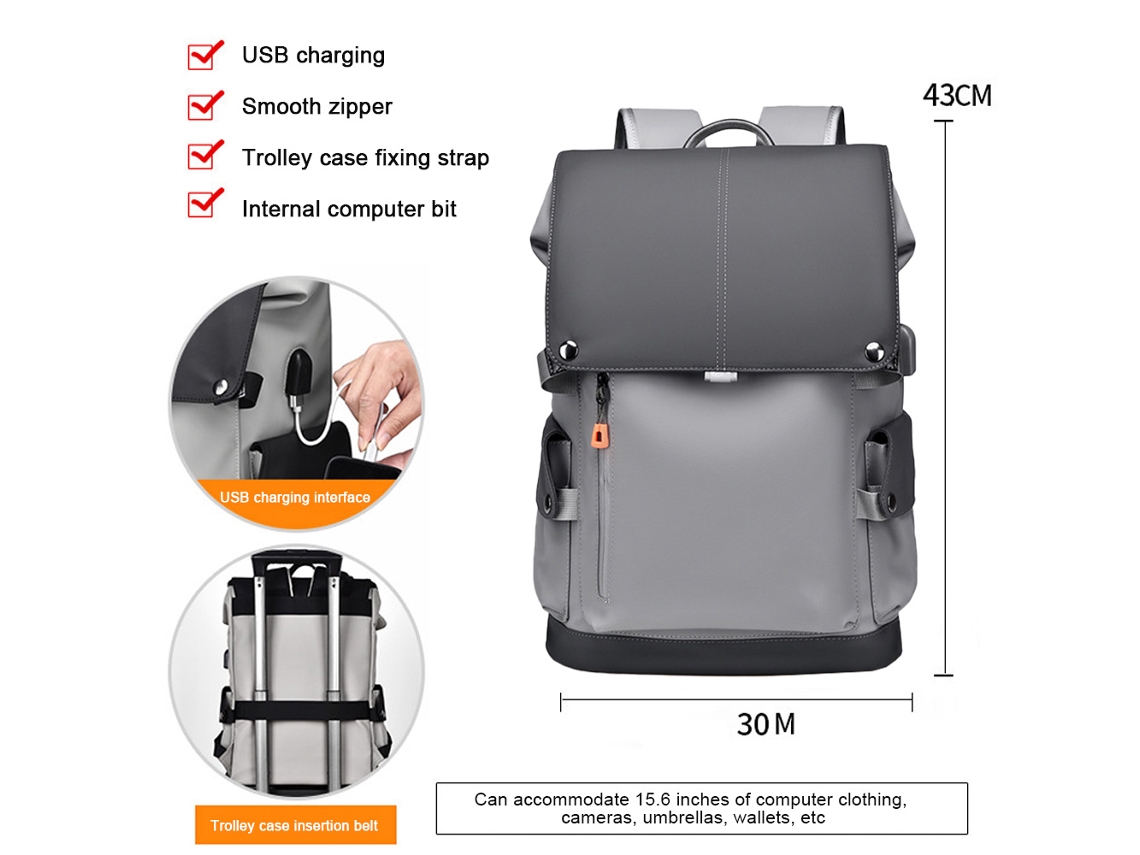 Mochila para computadora portátil para mujer, 15.6 pulgadas, impermeable,  mochila de viaje con orificio USB, mochila para computadora de negocios
