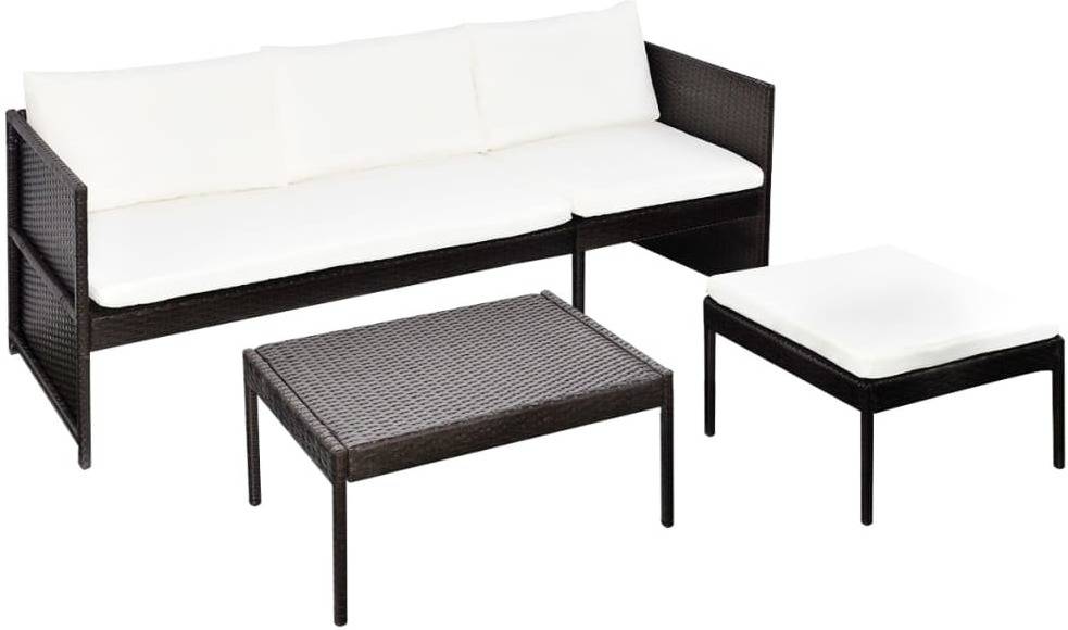 Vidaxl Set De muebles sofá 3 plazas mobiliario patio sillones mesa asientos exterior marerial mimbre pzas y cojines conjunto 9 piezas poli 41381 180 58