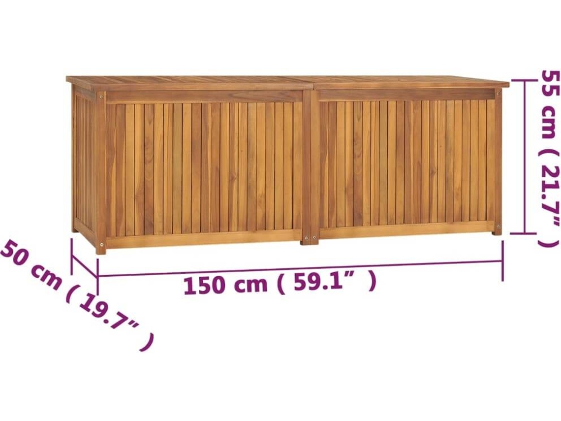 vidaXL Baúl de jardín madera maciza de teca 150x50x55 cm