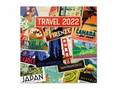 Calendario Travel 2022 ciudades del mundo pared│ mensual producto con licencia oficial erik editores 30x30