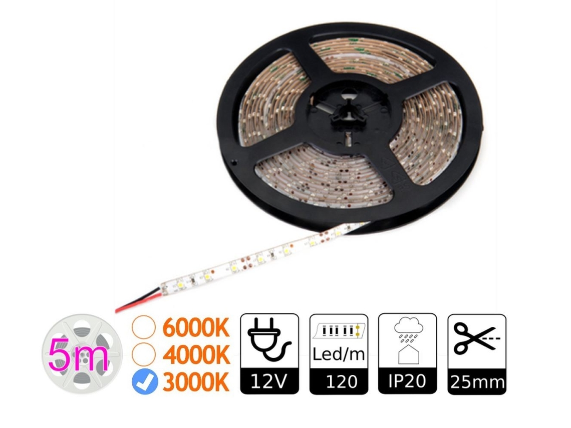 5m tira LED 12V cálida