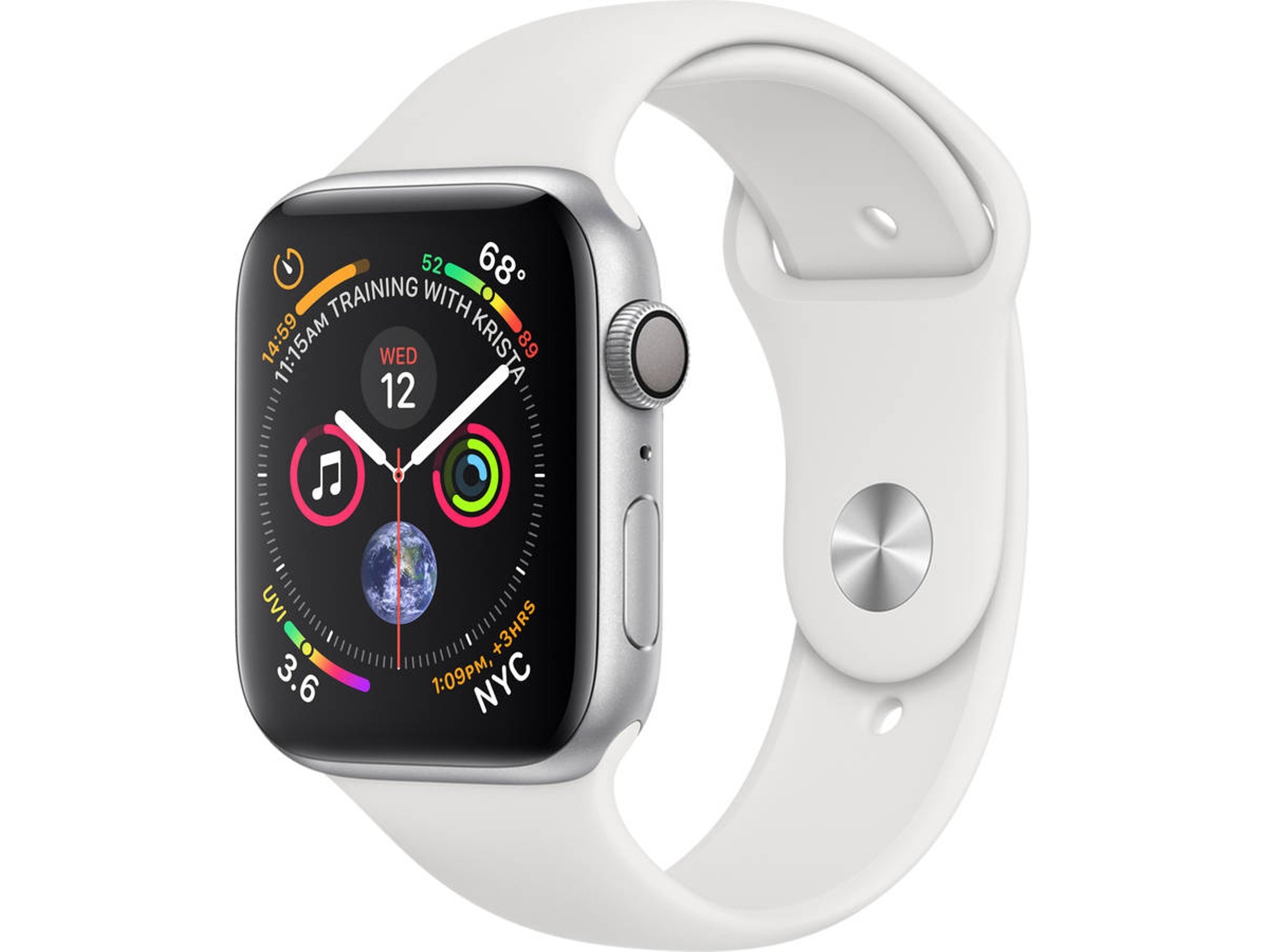 Apple Watch S4 44mm gps caja aluminio en plata y correa deportiva blanca series 4 con reacondicionado reloj