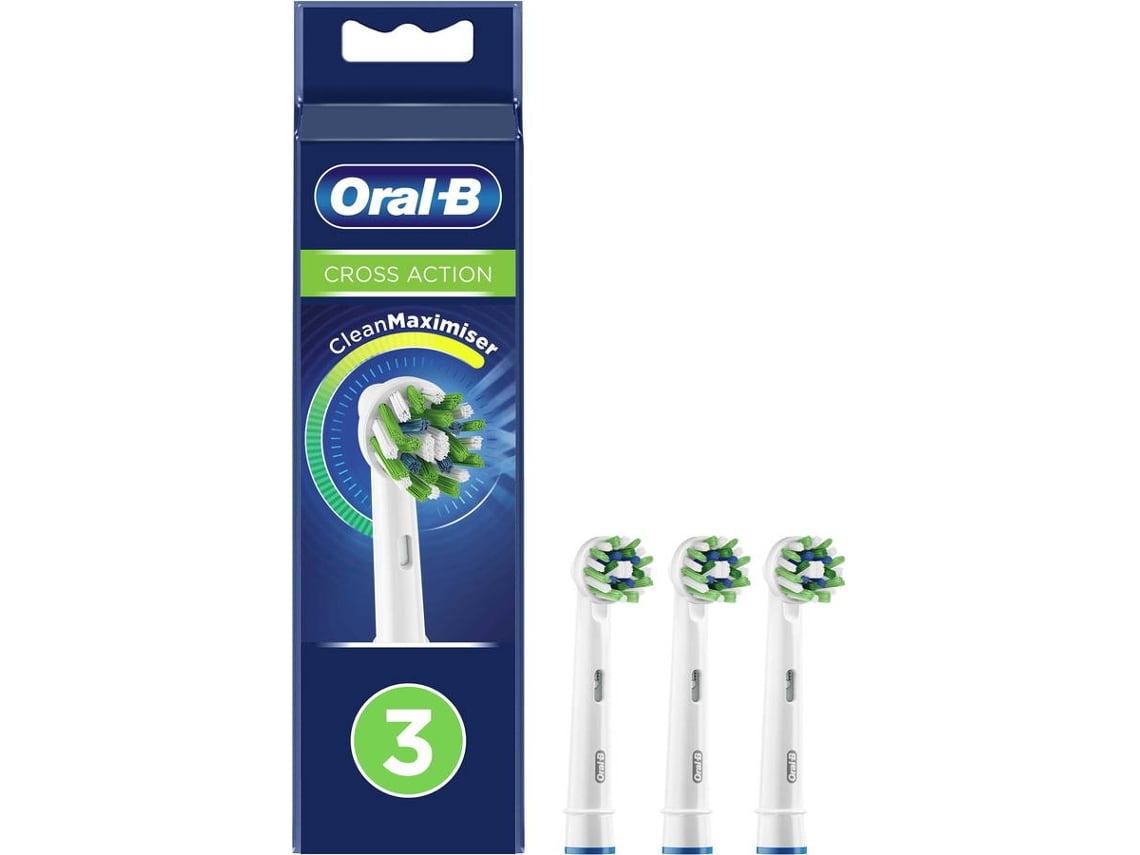 Recambio Cepillo Oralb eb503 ffs 3 piezas cross action para dental crossaction con tecnología cleanmaximiser pack blanco cabezales uds braun 80338444 cabello