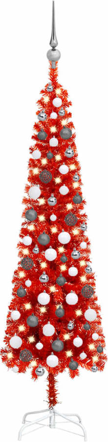 Set De Árbol navidad estrecho con led y rojo 150 cm vidaxl luces 150x43