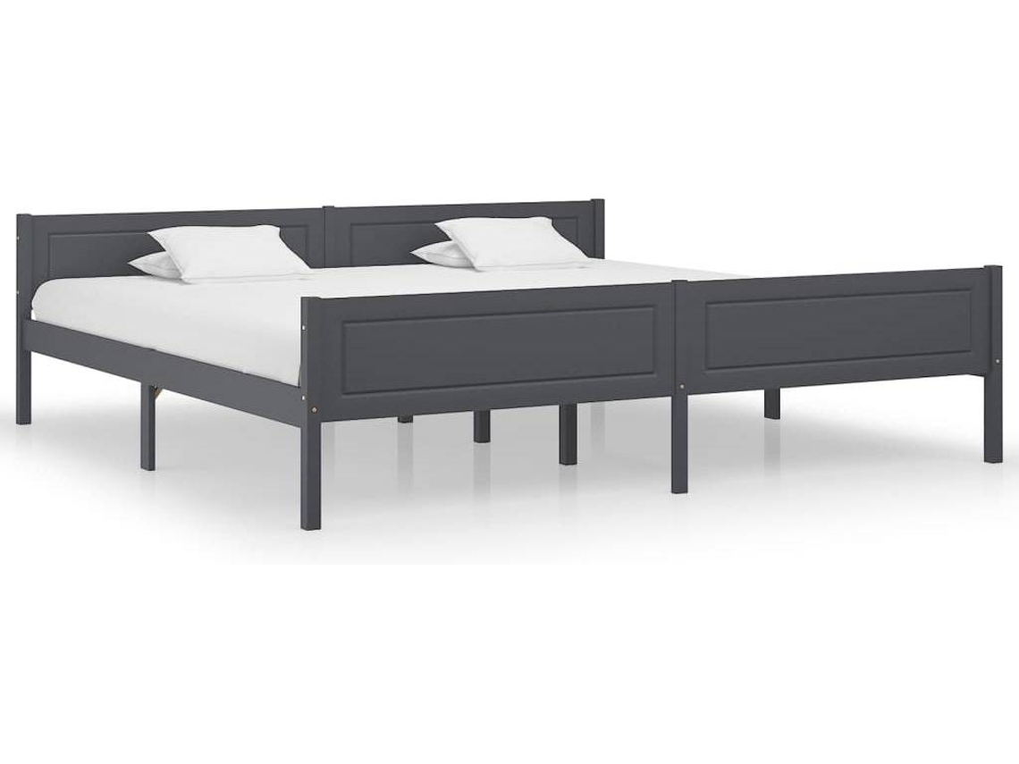 Estructura De Cama Madera Maciza De Pino Gris 200x200 Cm con