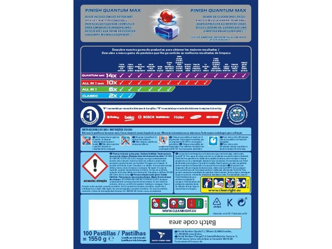 Pastillas para Lavavajillas FINISH Powerball Quantum Ultimate (84  Pastilhas)