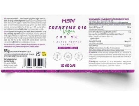 Coenzima Q10 200 mg de hsn ubiquinona alta biodisponibilidad y 100 natural suplemento antioxidante... complemento alimentar 120