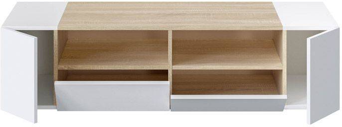 Mueble de TV HABITDESIGN Tamiko (Blanco Artik  - Roble  - Melamina - 138 x 34 x 40,2 cm)