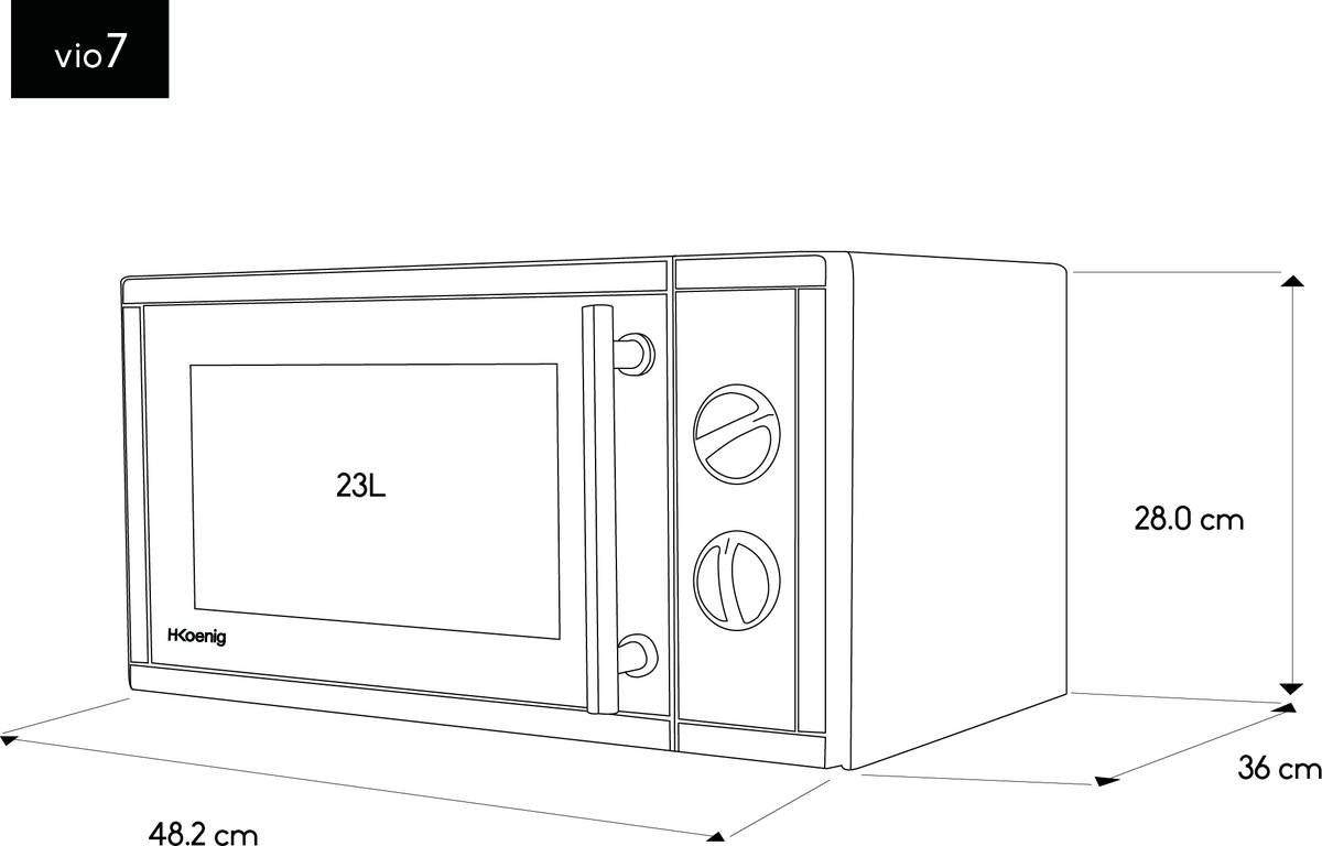 Microondas H. KOENIG VIO7 (23 L - Con Grill - 1000 W)