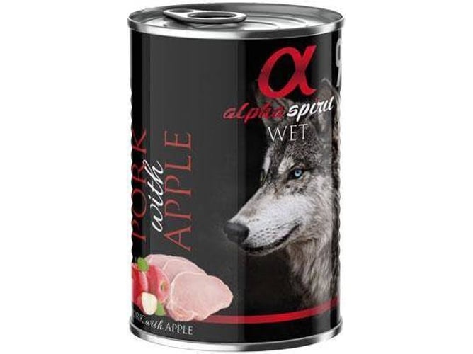 Alpha Spirit Lata cerdo manzana piensos para perros 6 un 400g seco adulto castrados