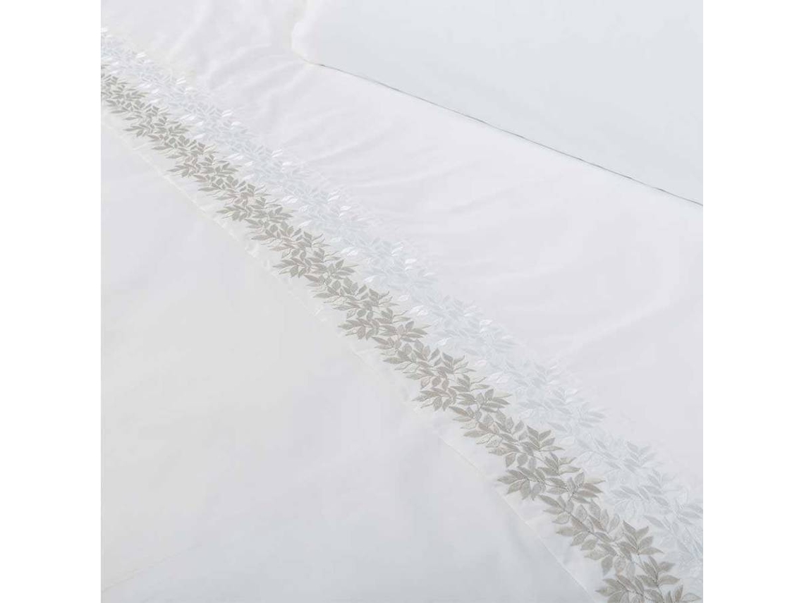Juego de sábanas bordadas ZUYANA algodón 200 hilos blanco Cama 90