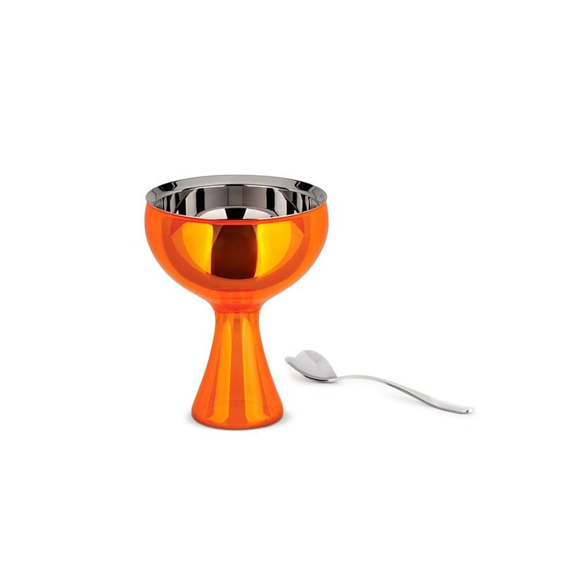 Alessi Big Love copa para helado naranja de y cuchara anaranjado di