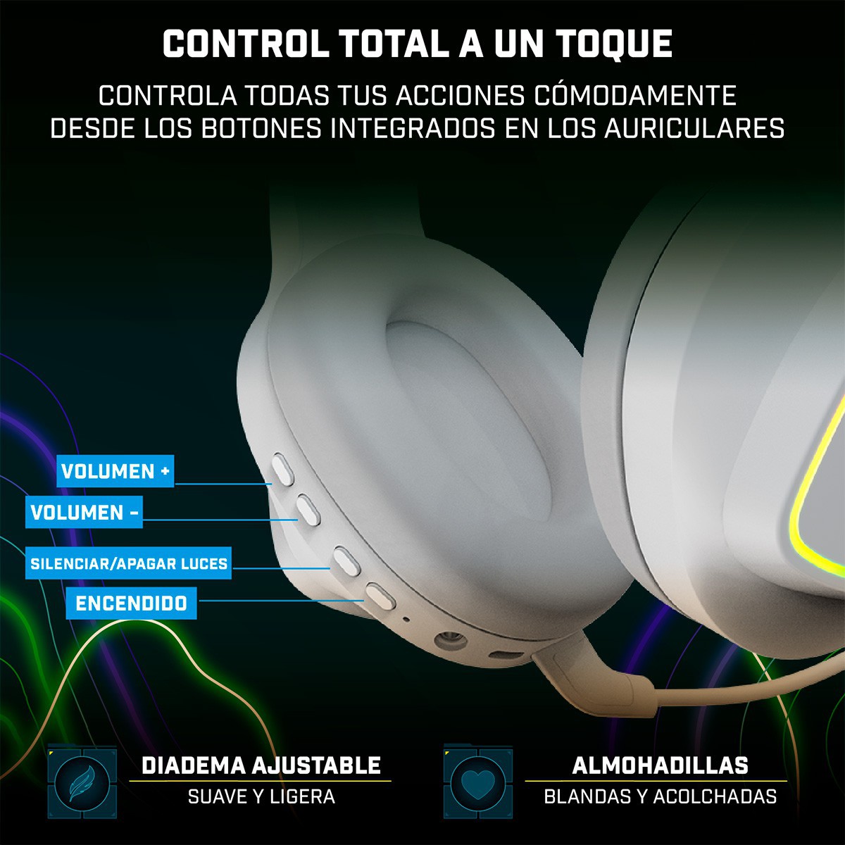 Newskill Seth Auriculares Gaming Inalámbricos RGB Blancos