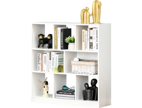 Estantería Homcom 838098wt blanco mdf 97.5x30x100 cm librería con 8 compartimentos de estilo moderno para sala estar 975x30x100