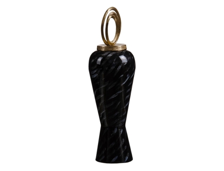 Maceta 18 x 18 x 58 cm Cristal Negro Dorado Metal