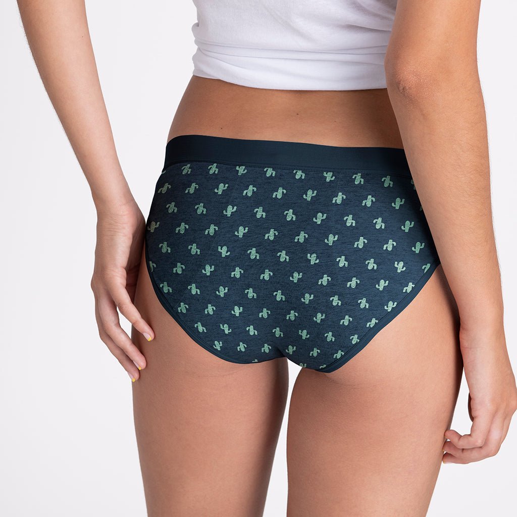 Braguitas Menstruales Kiwitas classic sporty estampadas de cactus verde talla