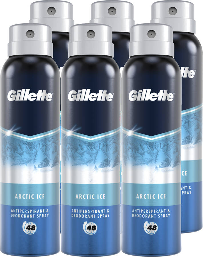 Pack de 6 Antitranspirantes GILLETTE Spray Artic Ice (150 ml)