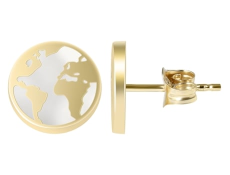 Joyería Oro 8K – Pendientes en Oro Mapa-Mundi Nácar