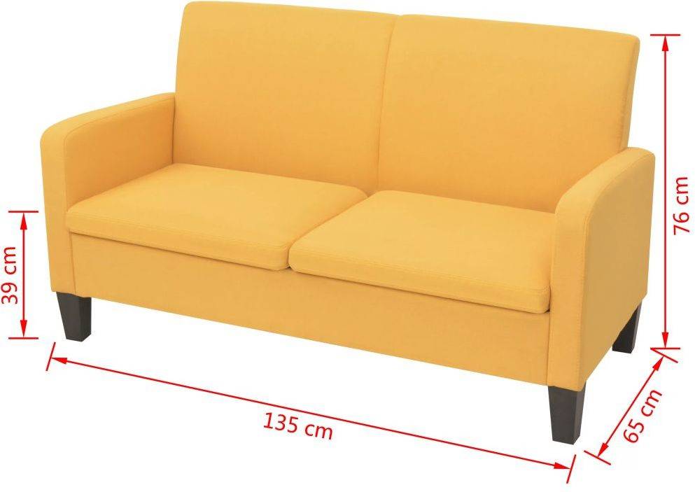 Sofá VIDAXL 2 plazas 135x65x76 cm Amarillo