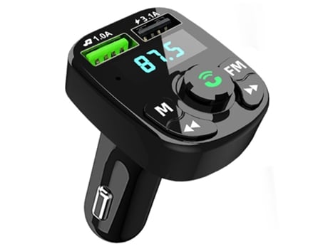 Kit de coche Bluetooth Pantalla LCD a color de 1,8 pulgadas QC3.0 Cargador  de coche Transmisor FM Bluetooth 5.0 MP3 para coche (Negro) ENKERS
