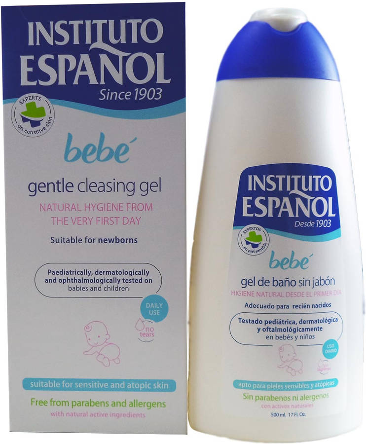 Institutoespanol Bebe Gel De Baño Sin Jabón Recien Nacido Piel  Sensible Sin Alergenos 500Ml : Belleza y Cuidado Personal