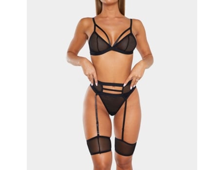 Conjunto De Lingerie PETHUEL corsé y tanga y liga QQFZ-C54-0511-1 preto