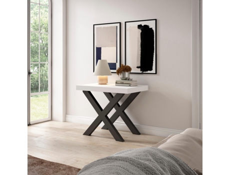 Mesa Consola Extensible, Mesa Comedor Plegable, 180, Para 8 Comensales, Patas Madera Maciza, Estilo Moderno, Roble Y Blanco con Ofertas en  Carrefour