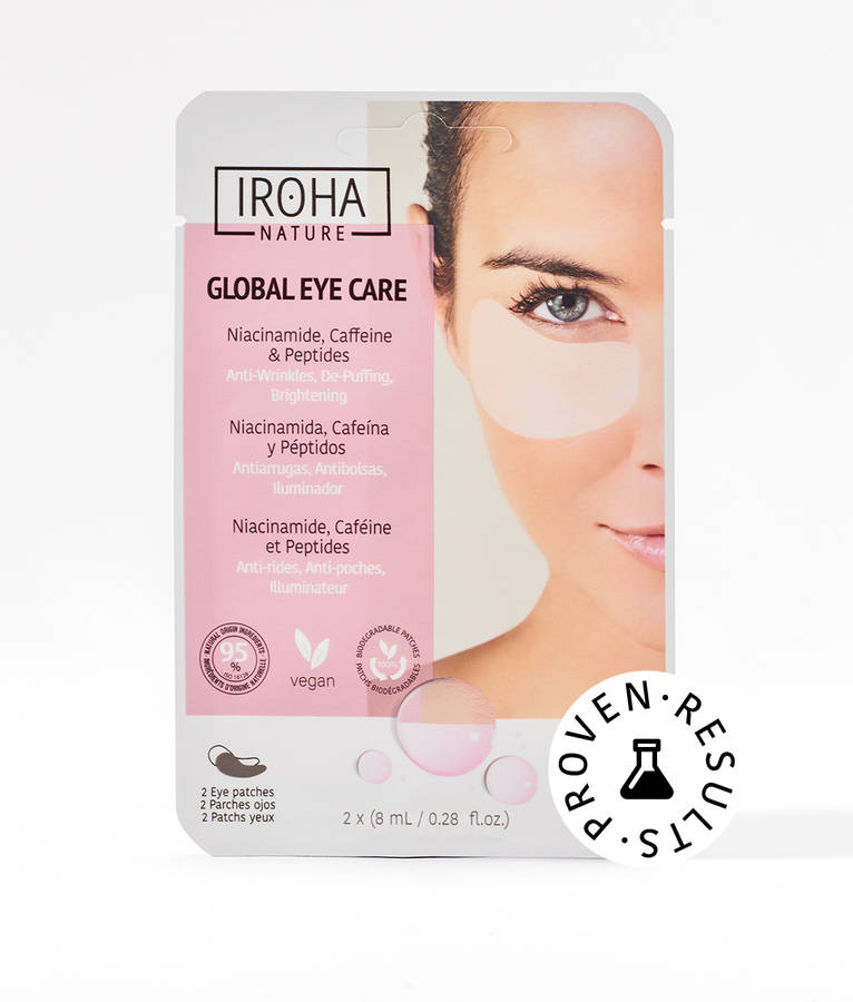 Mascarilla de Ojos IROHA NATURE Tisú Cuidado Global Con Niacinamida, Cafeína Y Péptidos (20ml)