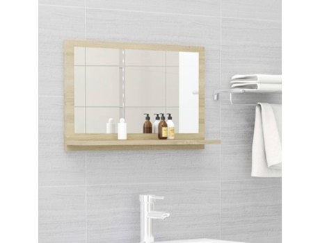 MAISON EXCLUSIVE - Espejo de baño madera contrachapada color roble 60x10,5x37 cm