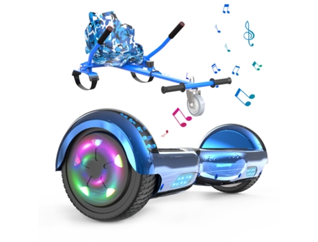 HITWAY Hoverboard de 6.5'' con Kart, Bluetooth, Luces LED - Azul