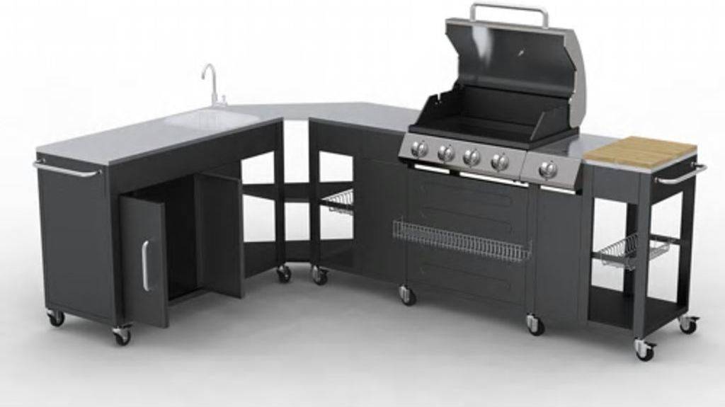 Barbacoa VIDAXL Gas 4+1 Quemadores (Negro y Gris - Acero Inoxidable - 112 x 55,5 x 248 cm)