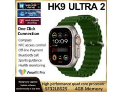 S/MARCA Smartwatch HK9 Ultra 2 AMOLED 4GB Reloj Ultra2 ChatGPT NFC Para AI Reloj Cara Brújula Impermeabilización - Verde