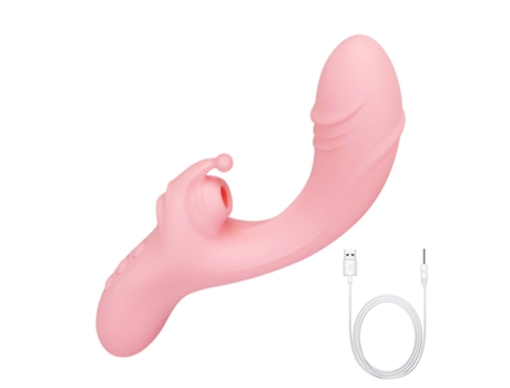 Vibrador de masaje de succión de silicona 3 en 1 con 10 modos para mujeres (rosa) VEANXIN