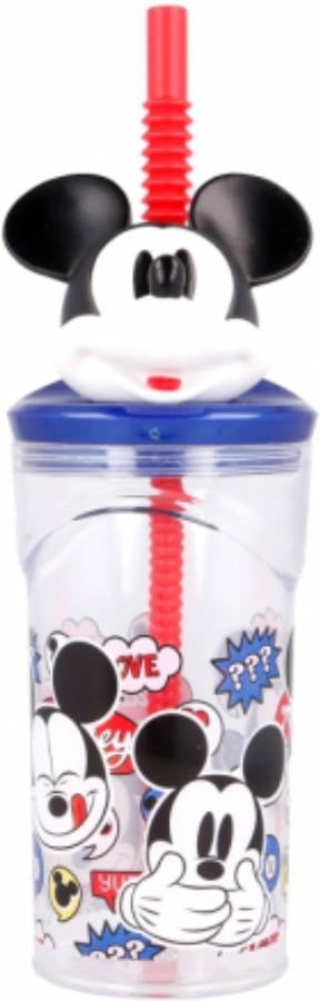 Vaso Infantil Con pajita y tapa figurita 3d capacidad de 360 ml it´s mickey thing mouse