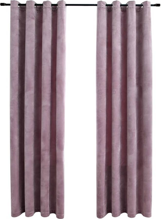 Cortinas Opacas Anillas VIDAXL 2 Piezas Terciopelo Rosa Viejo (140 x 225 cm)