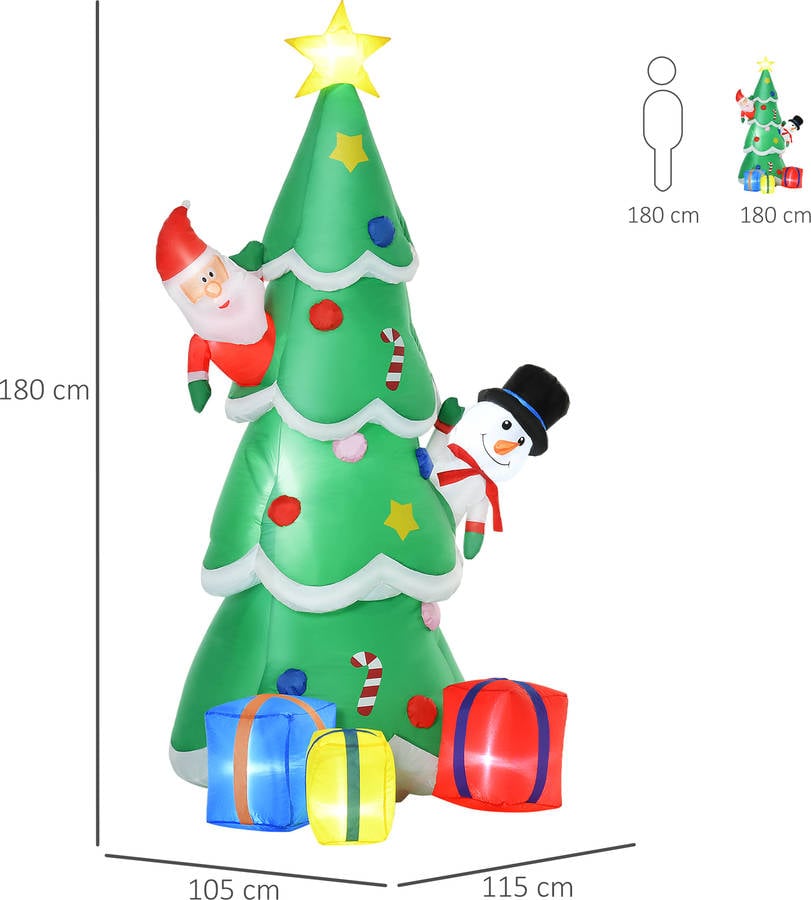 Árbol de Navidad HOMCOM Poliéster 180cm (Verde)