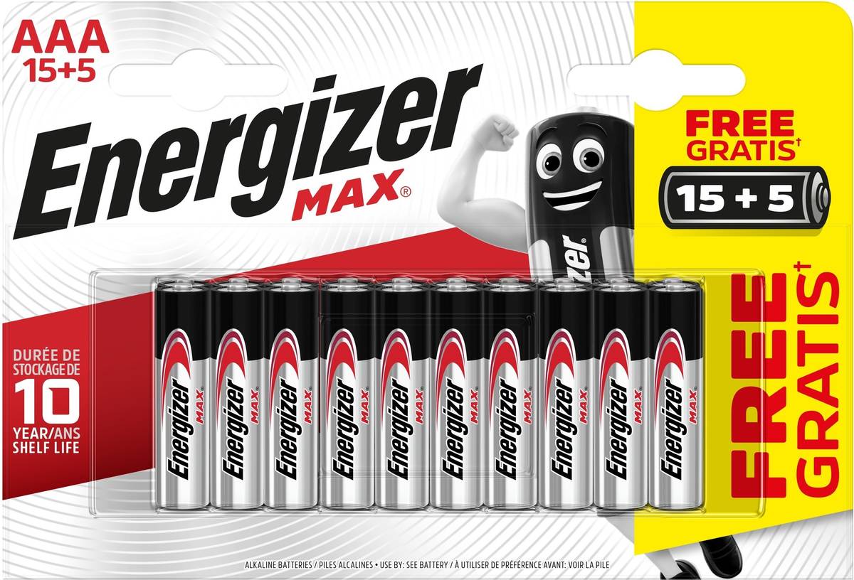 Pilas ENERGIZER Alcalina Max LR03 (AAA - 20 und)